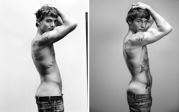 Este fotógrafo de celebridades retrata a modelos masculinos con décadas de diferencia (14 fotos)