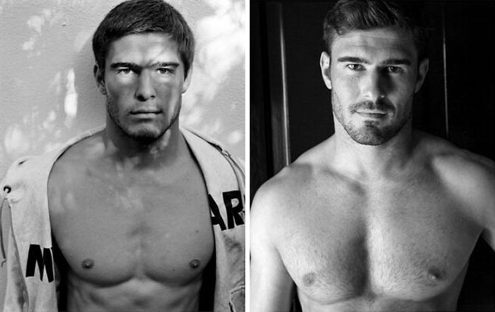 Este fotógrafo de celebridades retrata a modelos masculinos con décadas de diferencia (14 fotos)