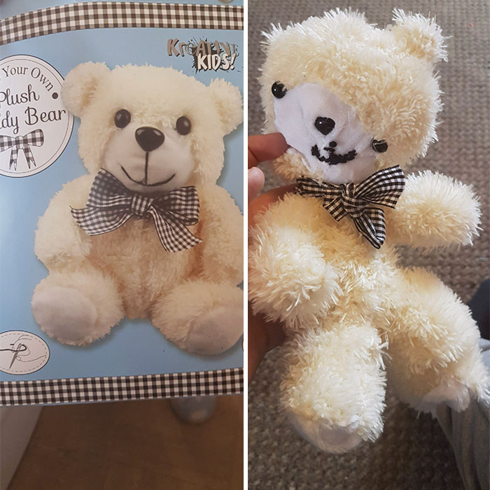 Mi mamá trató de hacer un oso de peluche para mi hermana. Les presento a Cuasimodo en forma de oso