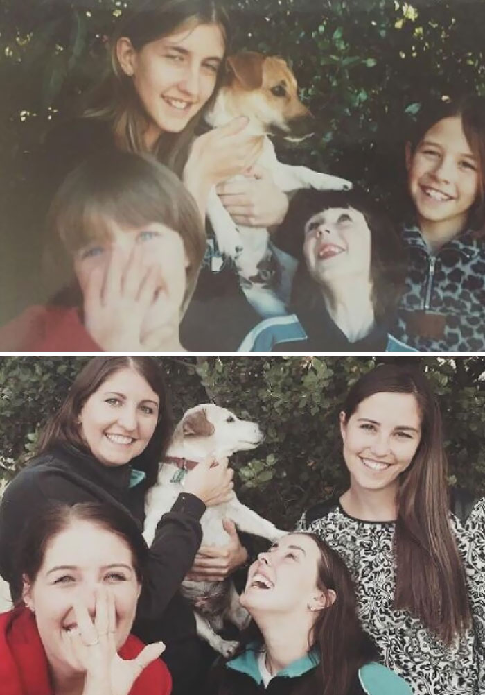 Ayer tuvimos que sacrificar a mi perro de 16 años, pero antes recreamos nuestra foto favorita con él