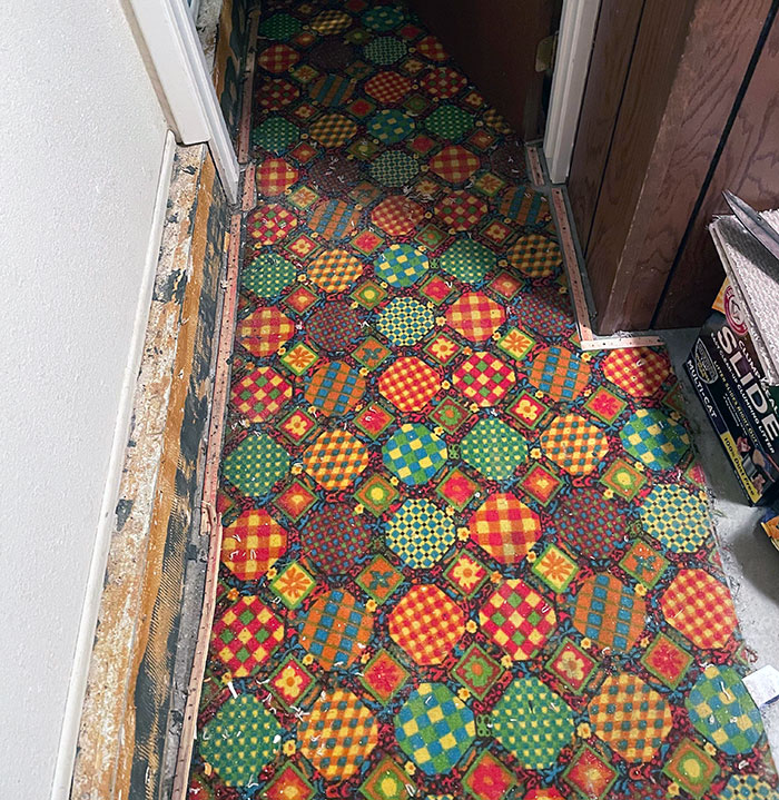 Quitamos la alfombra de nuestra casa pensando que había hormigón, pero en su lugar encontramos esta obra maestra de los años 70