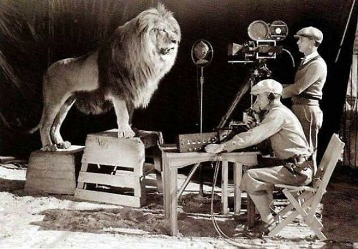 Rodaje del logotipo original de MGM, 1928
