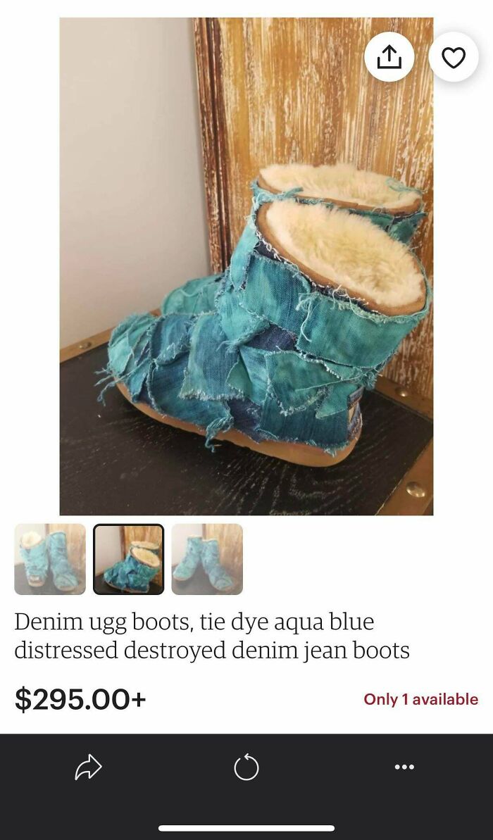Solo por 295$, botas Ugg personalizadas con trozos de tela vaquera pegados encima al tuntún