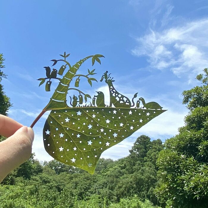 Esta bonita obra de arte en una hoja (Hecho por @lito_leafart)