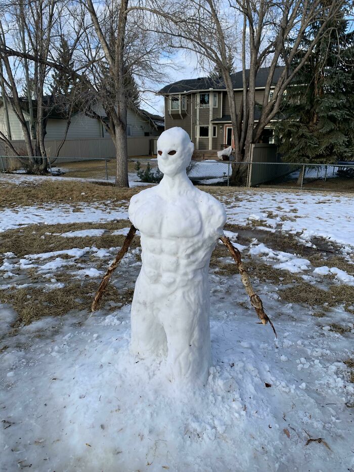 Este muñeco de nieve increíblemente detallado que hice junto a mis amigos