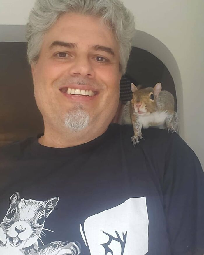 Esta cría de ardilla eligió a su rescatador en vez de la naturaleza tras ser rechazada por su madre