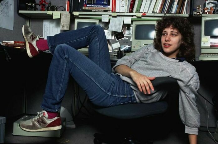 Susan Kare, famosa artista de Apple que diseñó muchas de las fuentes, iconos e imágenes de Apple, Next, Microsoft e IBM. (Años 80)