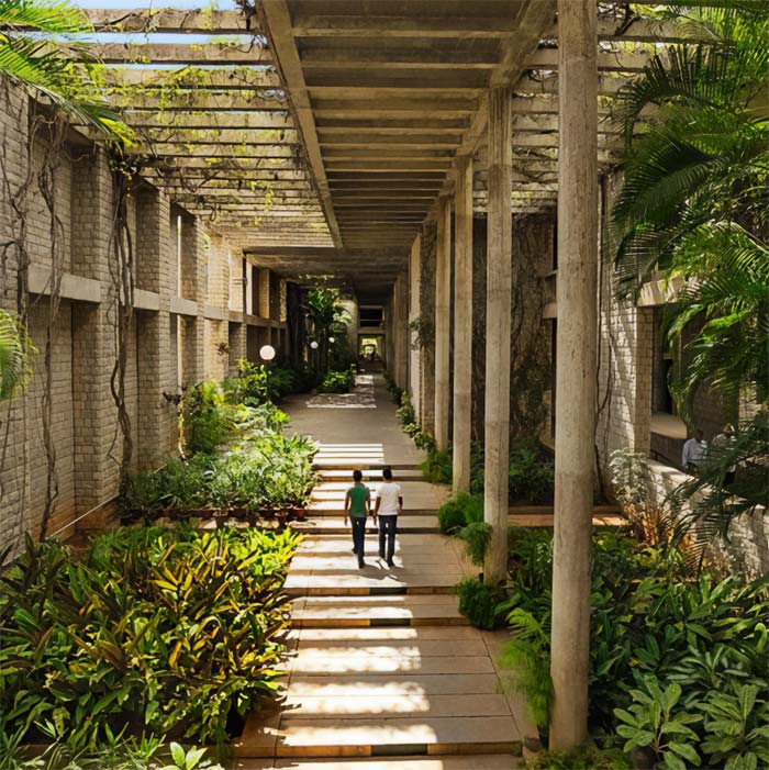 Instituto Indio de Gestión, Bangalore, India, diseñado por B.V. Doshi en 1977