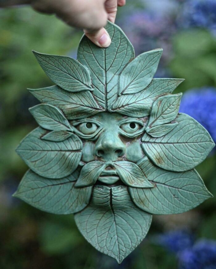Hombre de hojas verdes de hortensia que hice para mi jardín