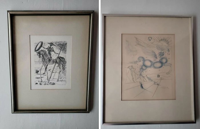 Había puesto estos en R/Thriftstorehauls hace un poco pero no me di cuenta de que este subreddit existía. Mi jefe se estaba deshaciendo de algunas cosas de la herencia de su madre y trajo un montón de cosas con un cartel de "se vende" en nuestra sala de conferencias. La mayoría era basura, excepto estos grabados originales de Dalí