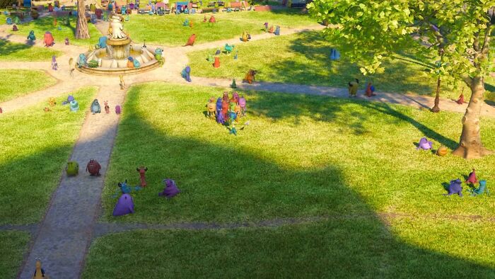 Un camino del deseo visto en el campus de Monster's University
