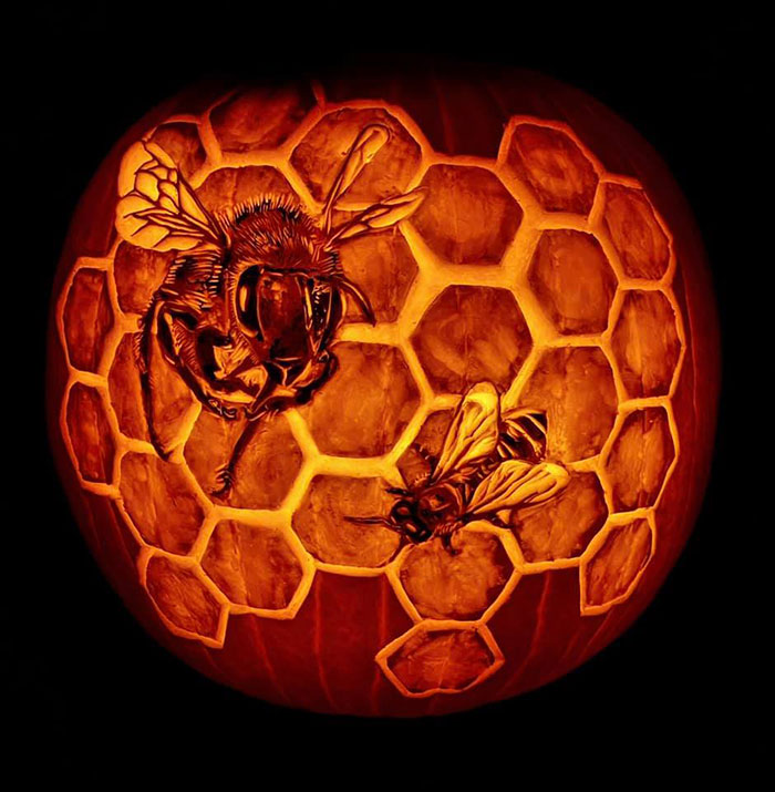 Tallado de calabaza en forma de colmena