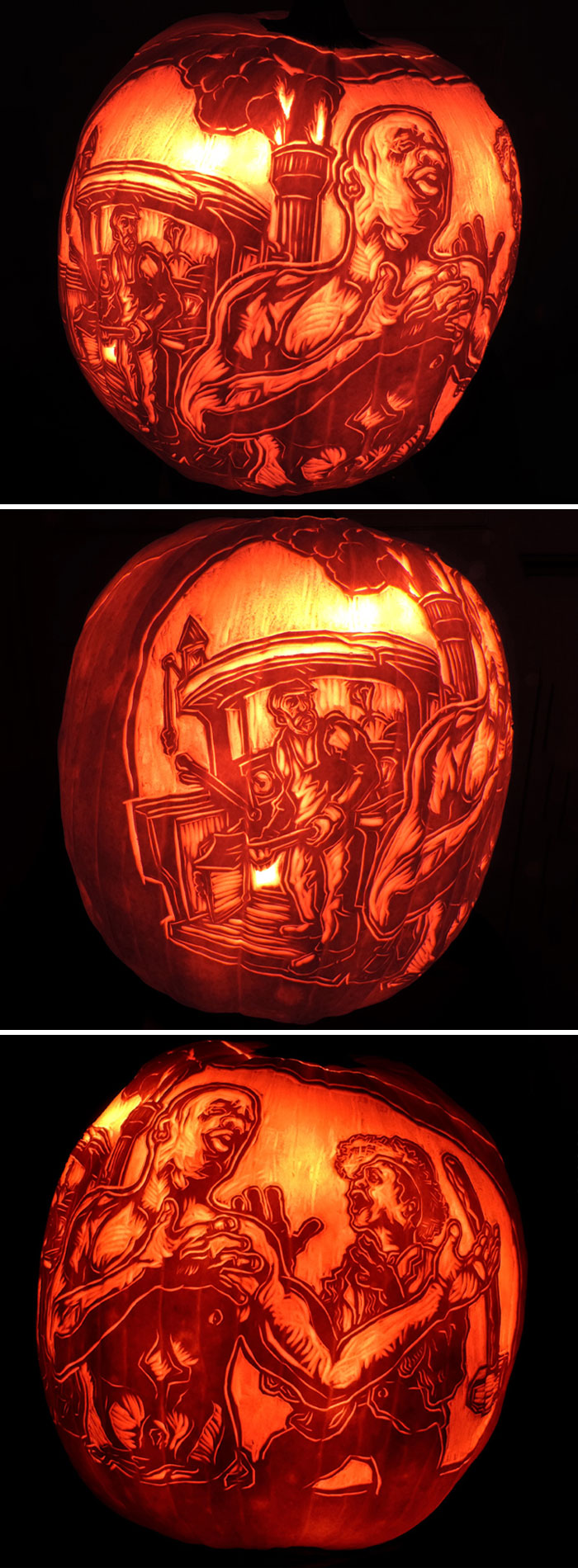Cada Halloween, durante 50 años, mi papá ha tallado una historia en una calabaza. Este año es la historia del hombre contra la máquina de John Henry