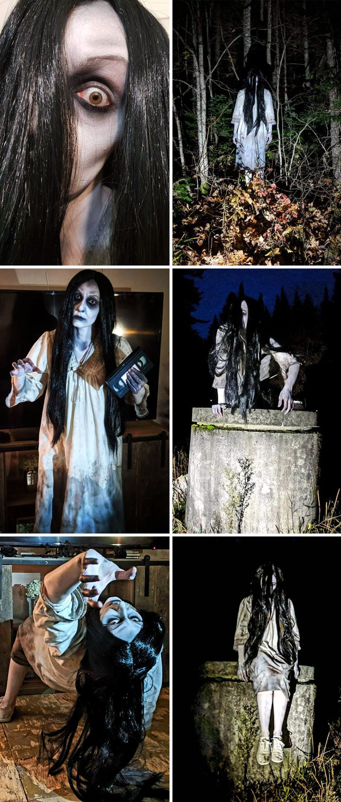 Aquí está mi homenaje a Sadako Yamamura de la película clásica Ring. Me lo pasé en grande asustando a la gente de la ciudad durante Halloween en 2019