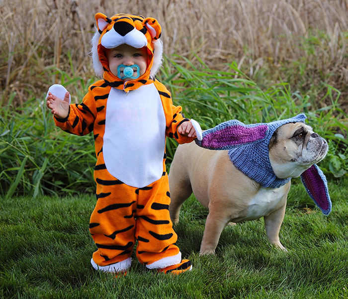Mi sobrino como Tigger, y su fiel compañero Eeyore para Halloween