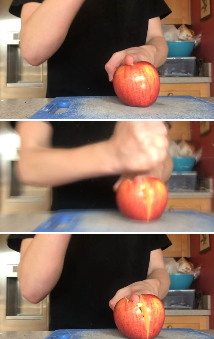 Cómo cortar una manzana con un dedo