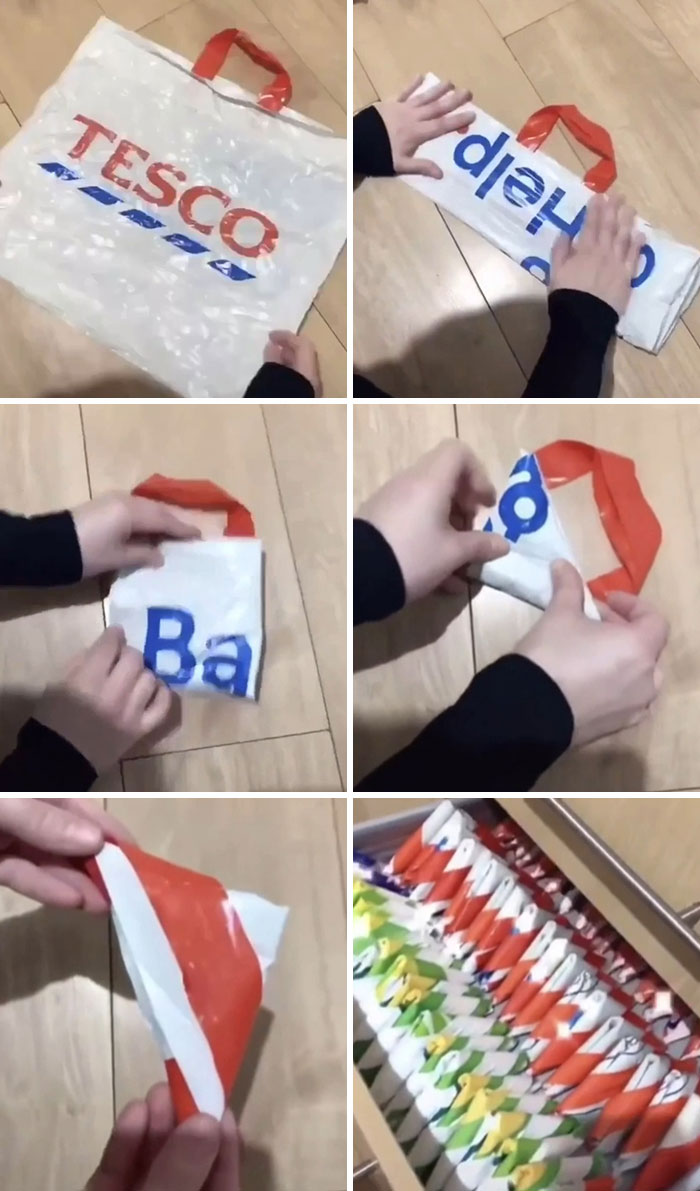 Cómo doblar una bolsa de plástico de forma adecuada, sin enrollarla en forma de bola