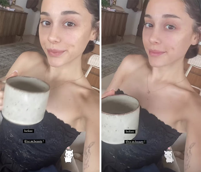 Cuando Ariana Grande publicó este selfie sin maquillaje antes de prepararse para el día