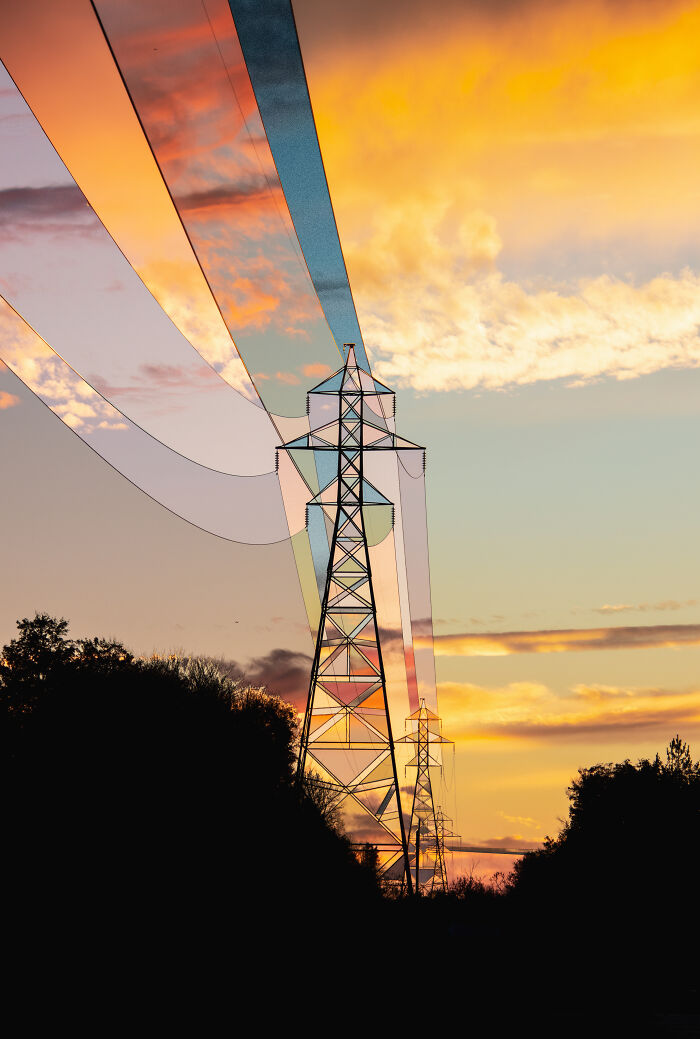 He tomado fotos de una puesta de sol y un cableado de electricidad durante dos horas