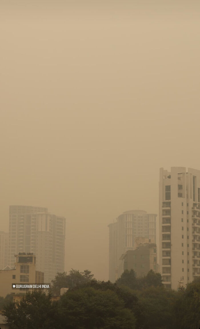 Gurugram, India. Índice de calidad del aire de más de 400 a causa de los incendios en las granjas