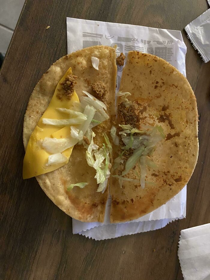 4 tacos y todos así de la marca Jack In The Box Taco