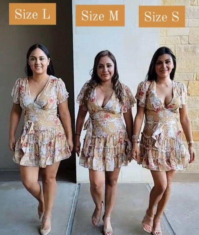 S, M And L: Three Women Try On The Same Outfit To Show How It Looks In Different Sizes