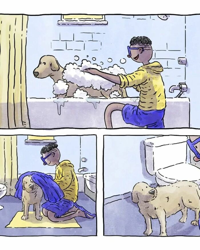 Este reconfortante cómic acerca de la vida con mascotas muestra que una imagen vale más que mil palabras