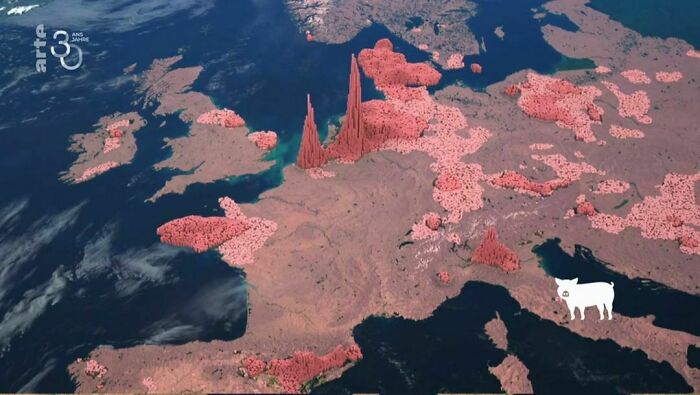 Cantidad de cerdos por km2 en Europa