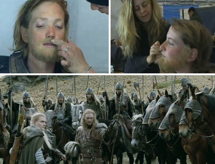 En El Señor de los Anillos, la mayoría de los jinetes de Rohan eran mujeres con barbas falsas. Los caballos utilizados eran propiedad de esas mujeres