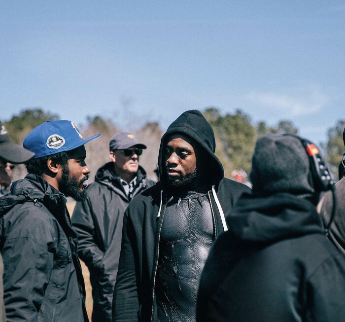 Chadwick Boseman y Ryan Coogler en el set de Black Panther