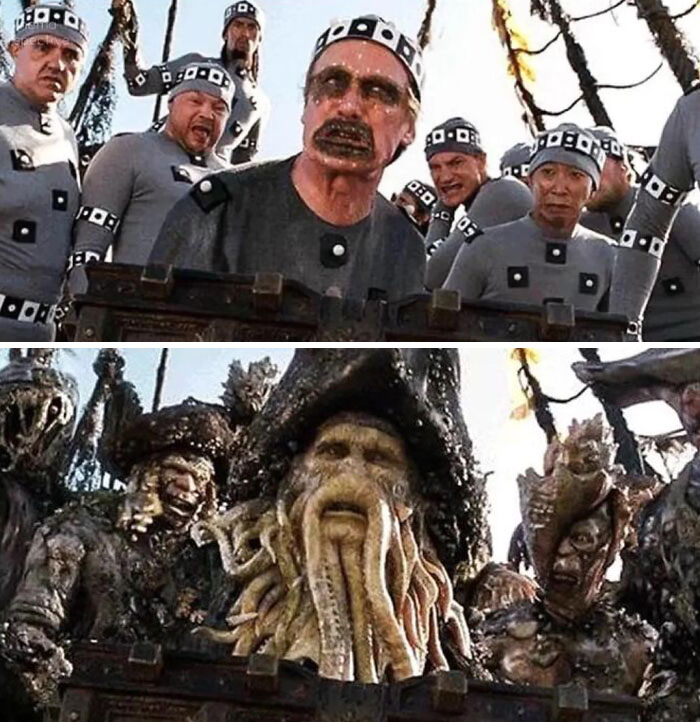 Antes y después de los efectos visuales de Piratas del Caribe: el Cofre del Hombre Muerto (2006)