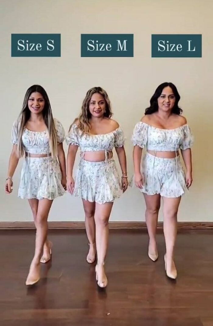 S, M And L: Three Women Try On The Same Outfit To Show How It Looks In Different Sizes