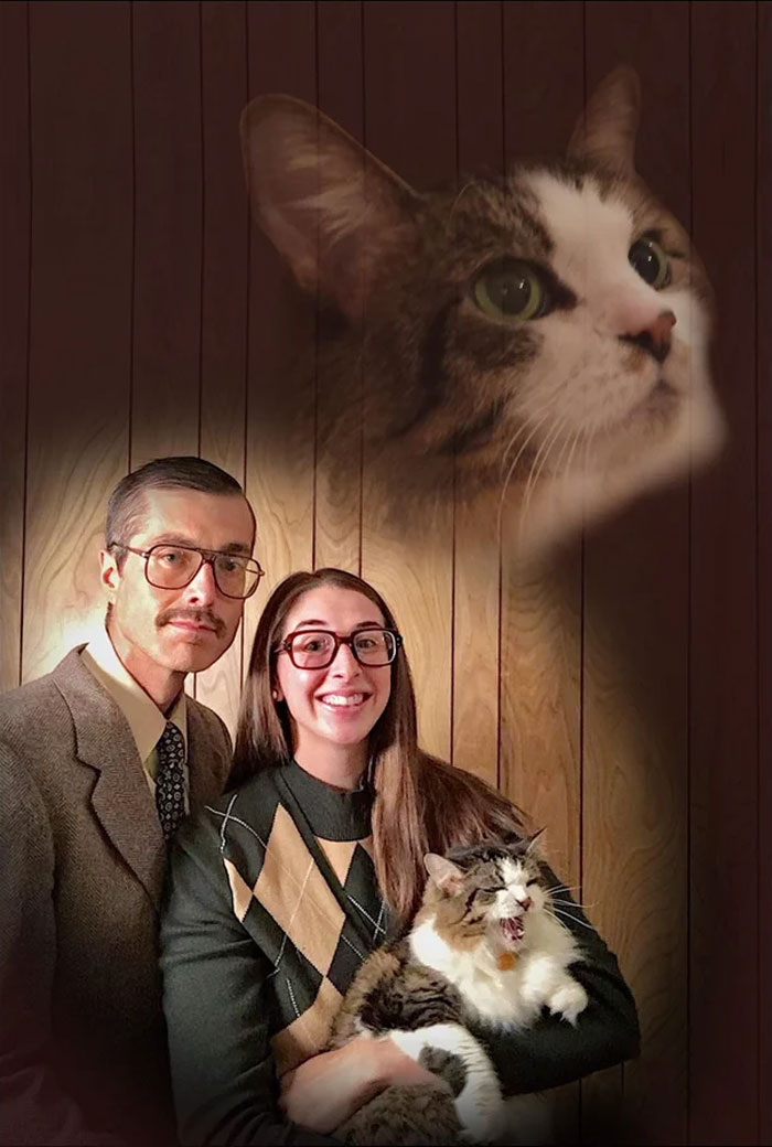 Mi mujer y yo nos hemos vuelto retro para retratar nuestras tarjetas navideñas de este año