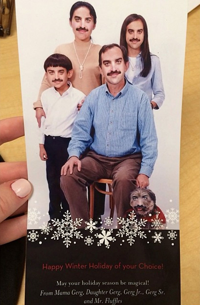 Mi amigo Greg (Gerg) pensó que nos estaba enviando alegría navideña. En lugar de eso, nos dio pesadillas
