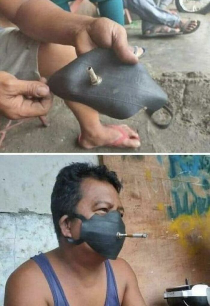 Una mascarilla con cámara de aire 