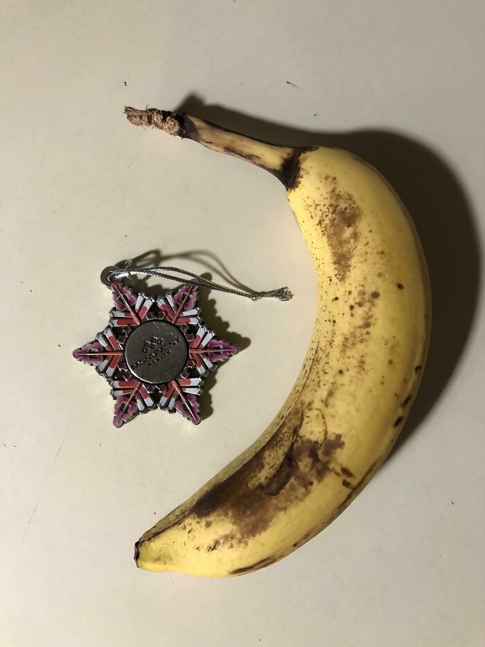 ¡Gracias por el trabajo duro de este año! Como bono y regalo de fin de año, aquí tienes un adorno de estaño con el logo de la empresa. Vamos a hacerle publicidad a nuestro hospital en tu árbol de Navidad 