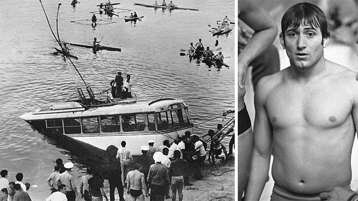 Este es Shavarsh Karapetyan, un nadador armenio retirado. En 1976, acababa de completar una carrera de 26 km cuando oyó un fuerte estruendo