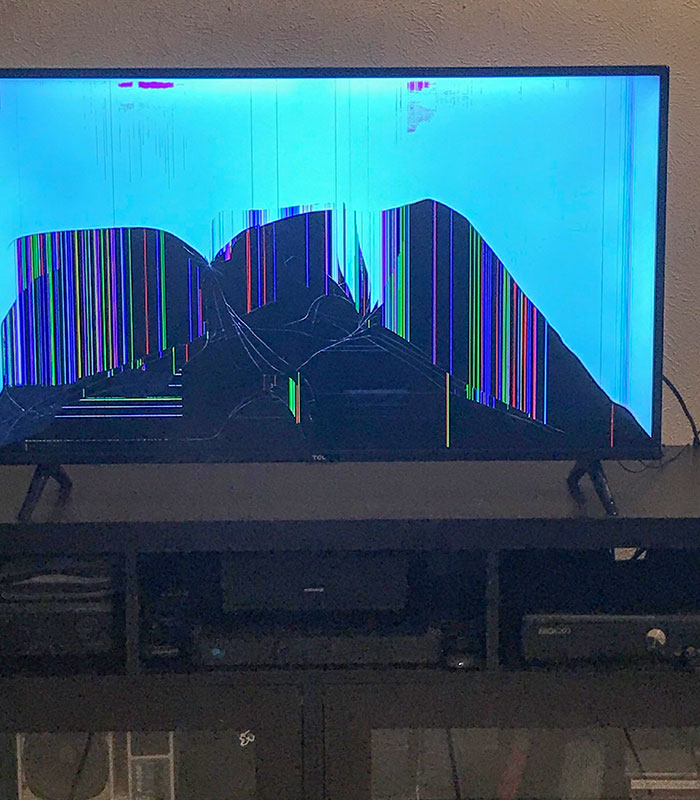 Mi hermana gastó su propio dinero para un nuevo televisor para mi padre en Navidad, lo abrió, lo encendió y nos encontramos con esto