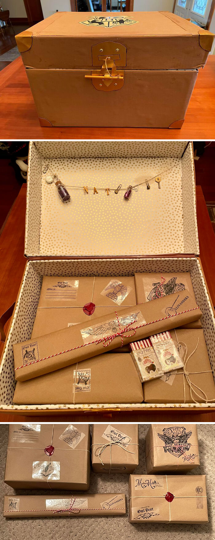  Papel y baúl de Hogwarts para los regalos de Navidad