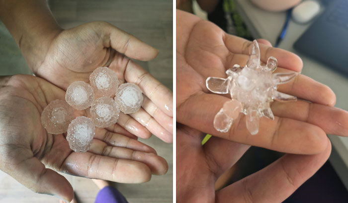 Granizada hoy en Johannesburgo, Sudáfrica. La primera ola fue de pelotas de golf, y la segunda de covid congelado