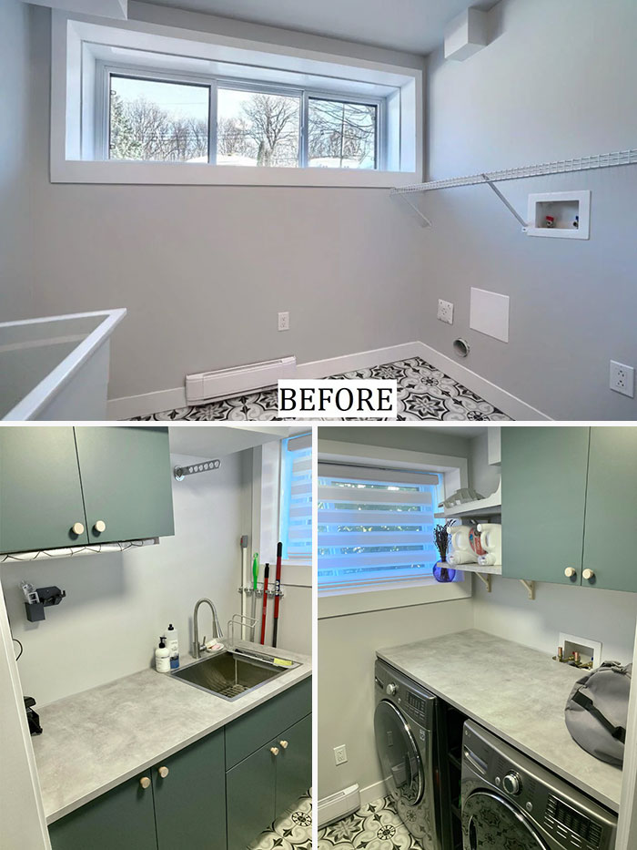 Remodelación del lavadero con armarios y encimeras de cocina de IKEA