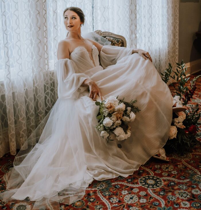 Hice mi propio vestido de novia y velo