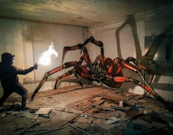 Impresionantes grafitis en 3D, aunque den un poco de miedo