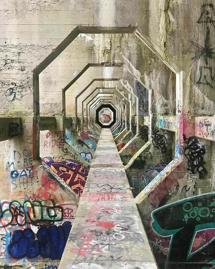 Túnel de la presa en el bosque a las afueras de Pittsfield, Massachusetts