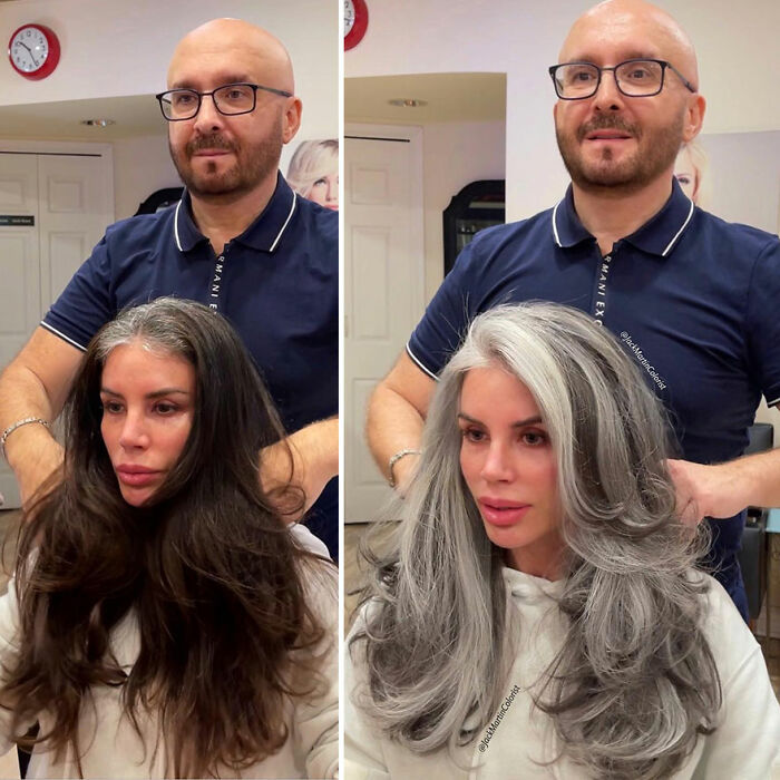 Celebrity Colorist Helps Women To Stop Covering Their Grey Roots And Embrace Their Natural Hair (35 New Pics)