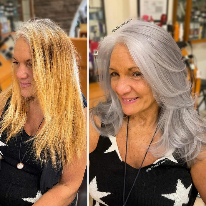 Celebrity Colorist Helps Women To Stop Covering Their Grey Roots And Embrace Their Natural Hair (35 New Pics)