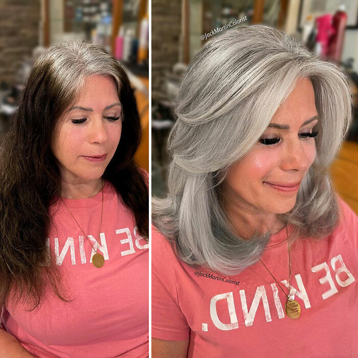 Celebrity Colorist Helps Women To Stop Covering Their Grey Roots And Embrace Their Natural Hair (35 New Pics)