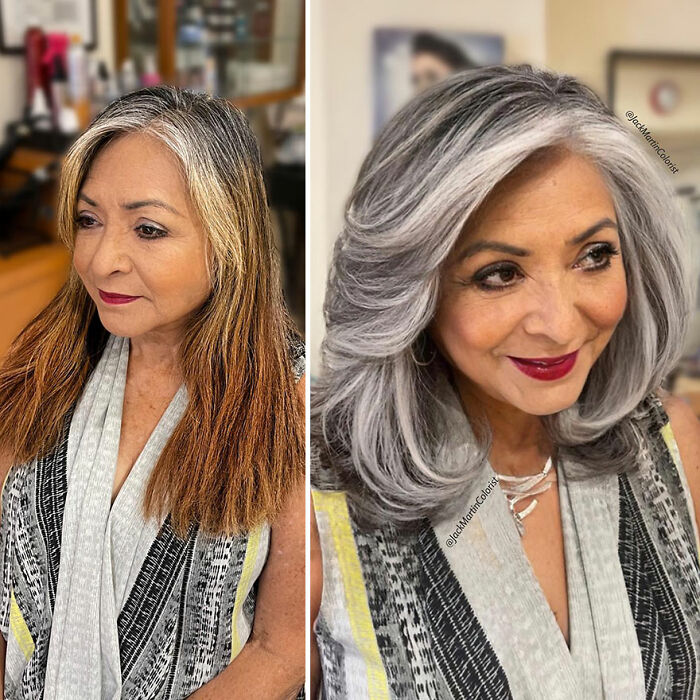 Celebrity Colorist Helps Women To Stop Covering Their Grey Roots And Embrace Their Natural Hair (35 New Pics)