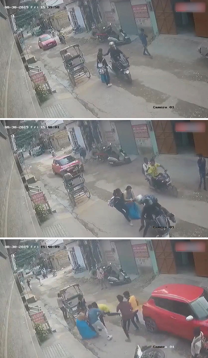 Gente de todas partes viene al rescate para atrapar a unos ladrones de cadenas