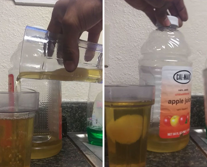 Esto salió de mi botella de zumo de manzana esta mañana durante el descanso en el trabajo?